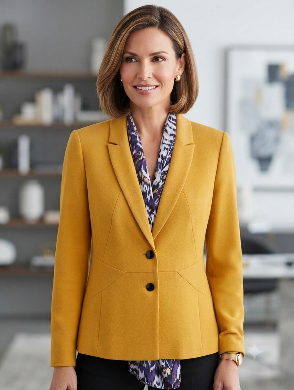 Kasper Mustard Yellow Tailored Blazer Jacket